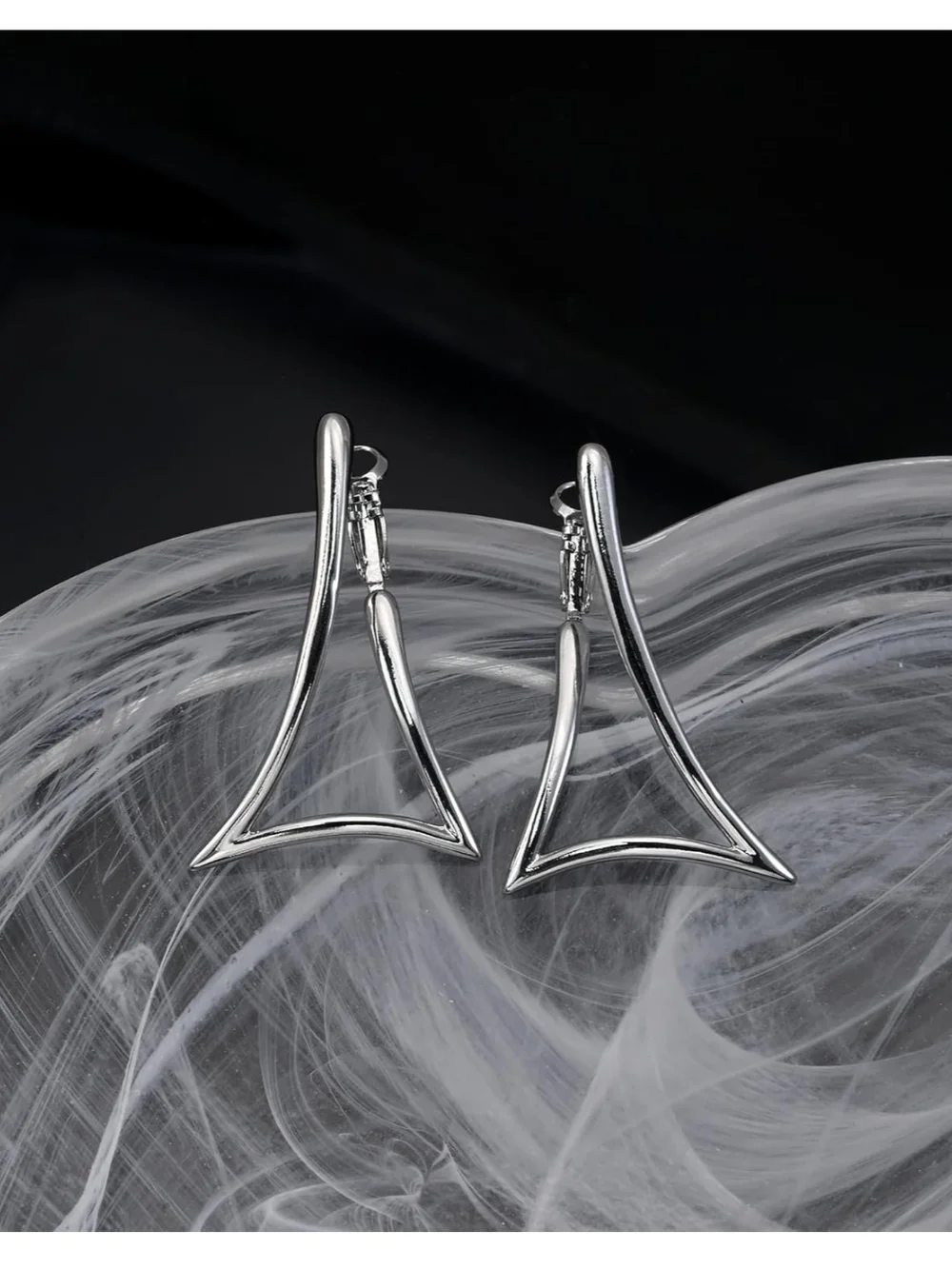 Minimalist Silver Triangle Drop Earrings - Women Jewelry